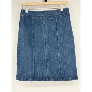 Ann Taylor Womens 4P Denim Skirt Blue Wash Jean Style Panel A Line Casual Career
